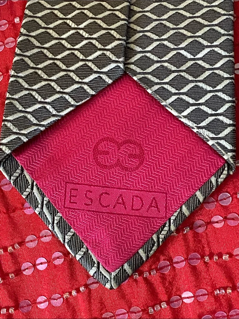 Escada 💯 Silk Made in Italy 🇮🇹 Textured Subtle Shimmer Luxury Rare Tie NWOT